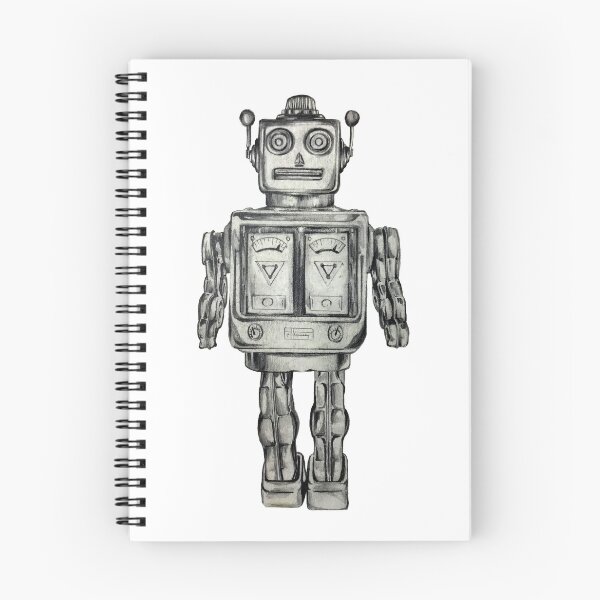 Artikelvorschau, Vintage Roboter Bleistiftzeichnung entworfen und verkauft von 8BitMoon.