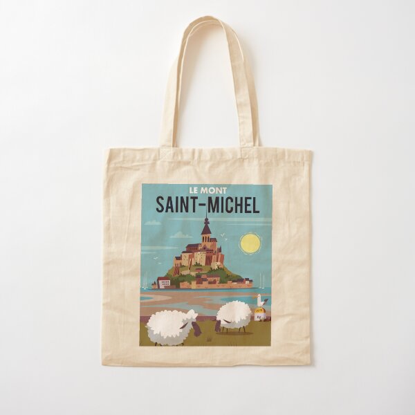 ★Le Mont Saint Michel★ Logo Patch Canvas Tote Bag Navy Good Neighbour | Le Mont Saint Michel Arlina Printed Tote (Navy)