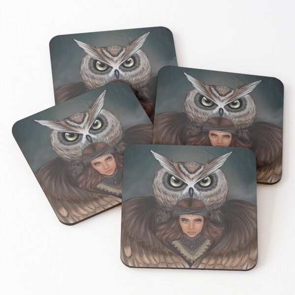 Item preview, owl and girl, girl and owl, owl, girl designed and sold by FatimArt.