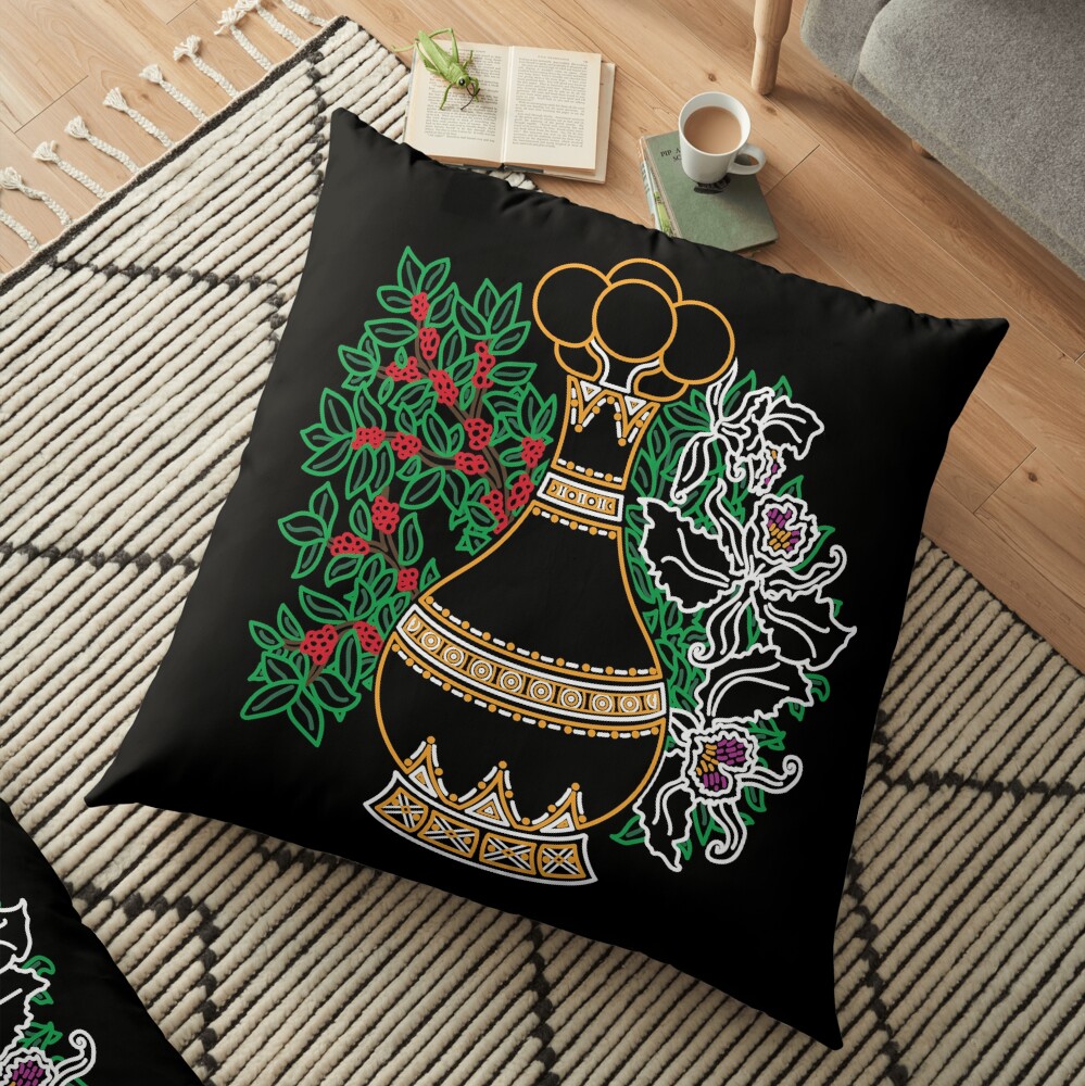 MUISCA CHIBCHA COLOMBIA QUIMBAYA POPORO - linework Floor Pillow