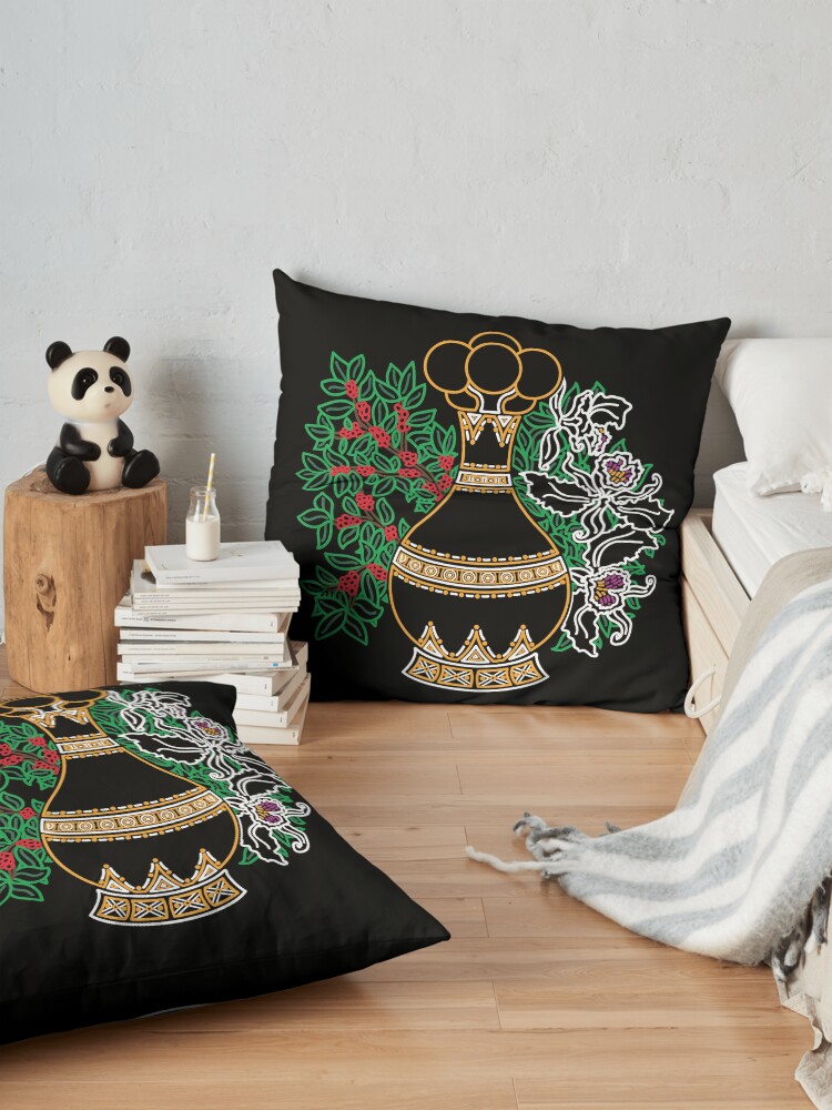 Alternate view of MUISCA CHIBCHA COLOMBIA QUIMBAYA POPORO - linework Floor Pillow