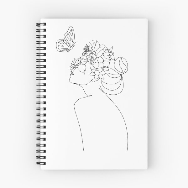 Artikelvorschau, Line Art Frau mit Blumen und Schmetterling | Kopf der Blumen Kunstdruck | Flower Woman Line Art | Frau Wandkunst | Minimale Strichzeichnung Frau entworfen und verkauft von OneLinePrint.
