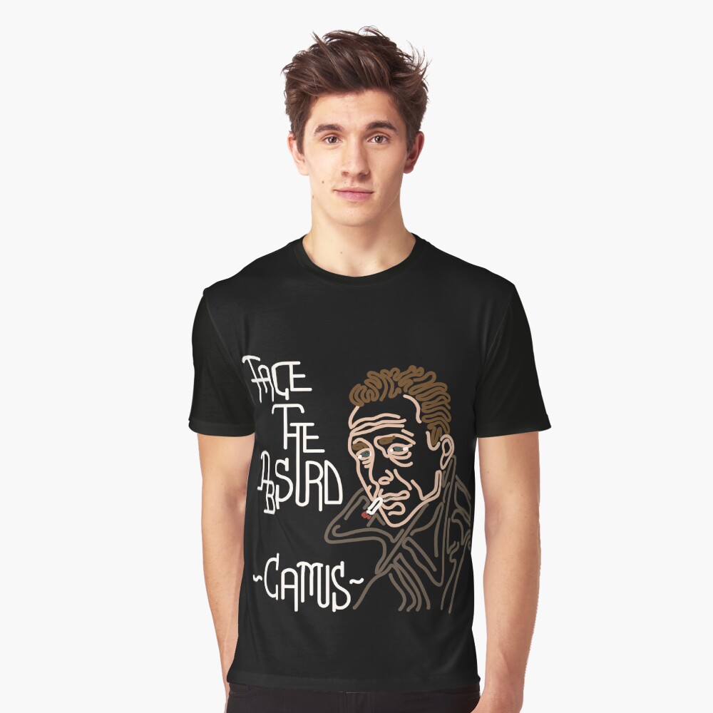 STYLIZED LINE ART CAMUS - FACE THE ABSURD - neutral Graphic T-Shirt