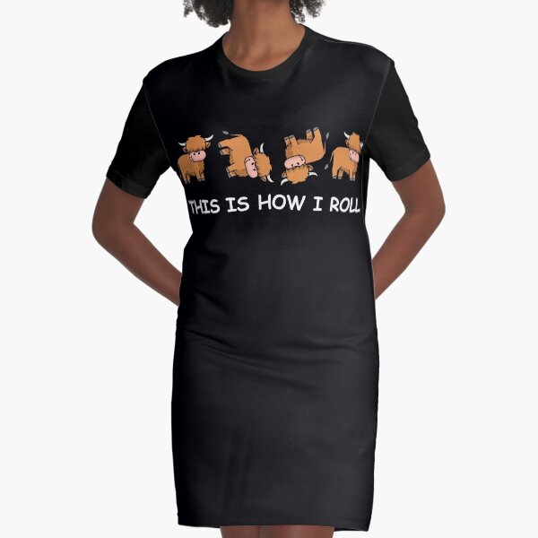 Vista previa del artículo con la obra «Funny Highland Cow Camiseta Mujer Hombre Vaca Regalos How I Roll», diseñado y vendido por DSWShirts.