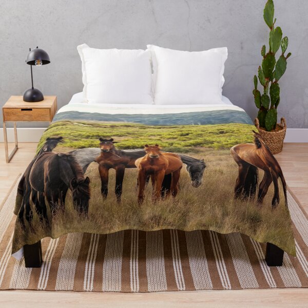 Horses in Kosciuszko National Park, Australia Throw Blanket