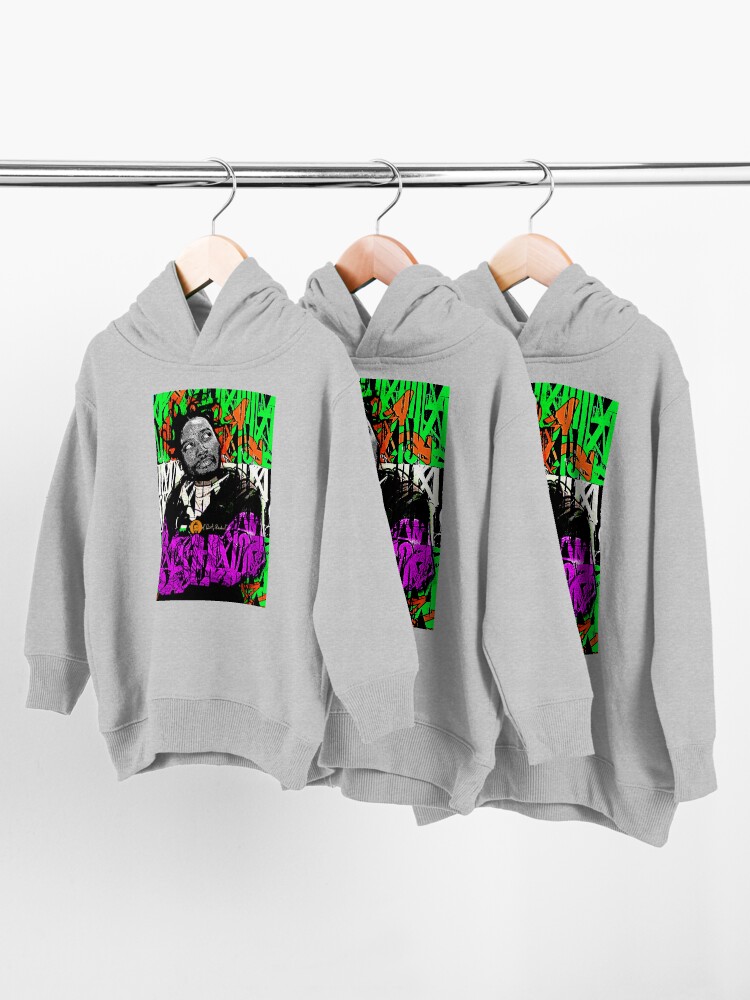 Alternate view of Dirty Graffiti Green and Purple Toddler Pullover Hoodie