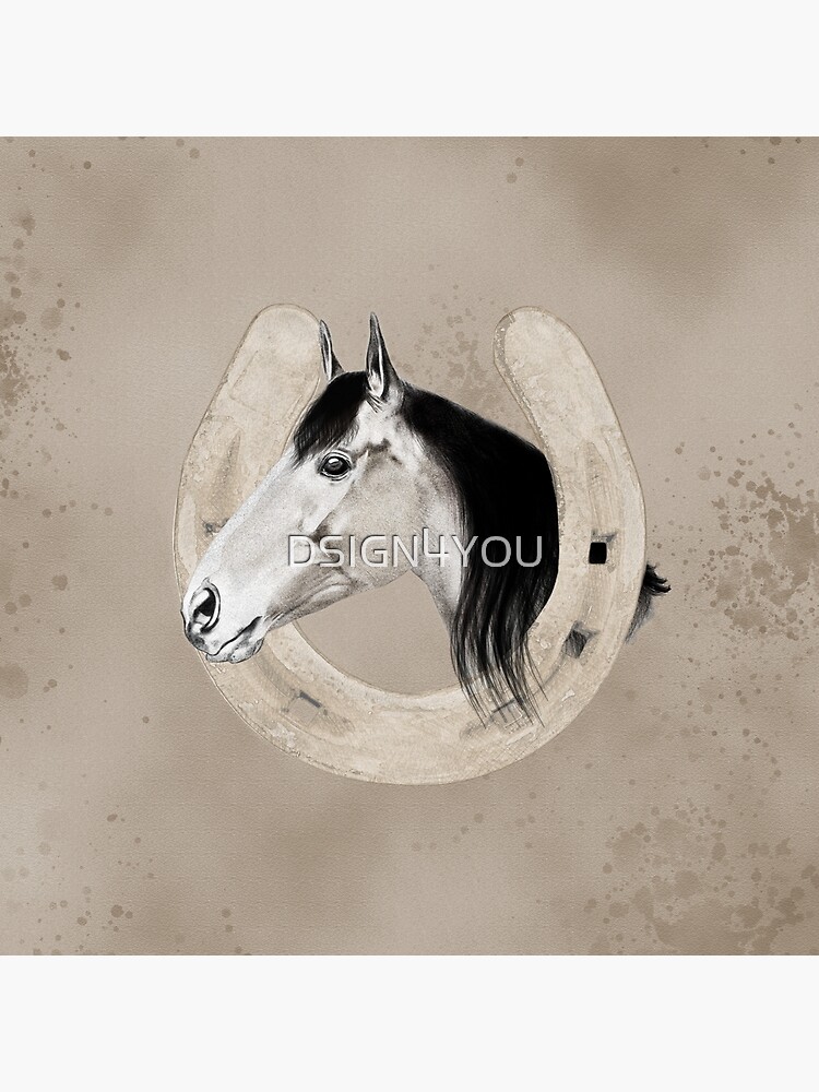 "Horse head with horseshoe" Poster by DSIGN4YOU Redbubble