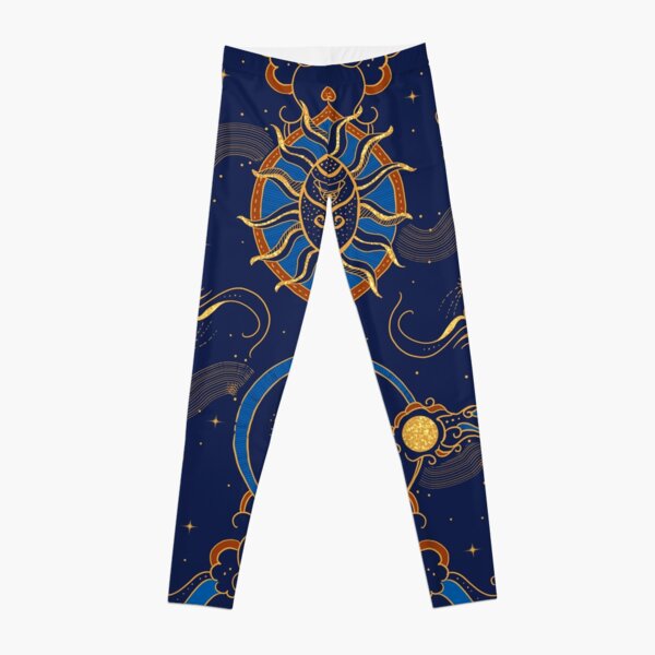 Sun and moon celestial design, astrology artwork, night sky art Leggings