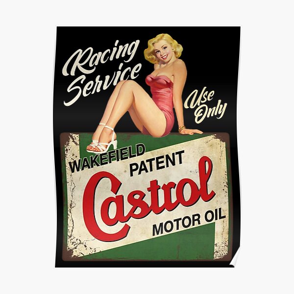 Castrol Racing Service Vintage Pinup Retro Logo Oldschool Poster