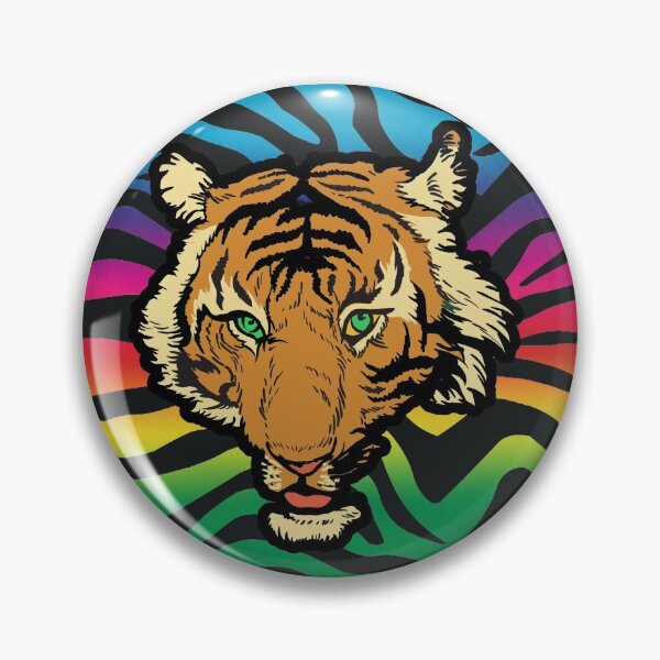 Item preview, Bright Rainbow Tiger Face Stripes Striped fur Animal Africa Pattern  designed and sold by funnytshirtemp.