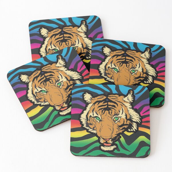 Item preview, Bright Rainbow Tiger Face Stripes Striped fur Animal Africa Pattern  designed and sold by funnytshirtemp.
