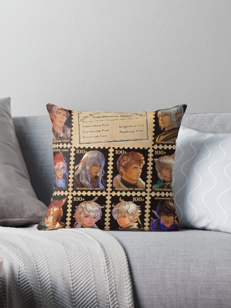 Character Stamps Throw Pillow