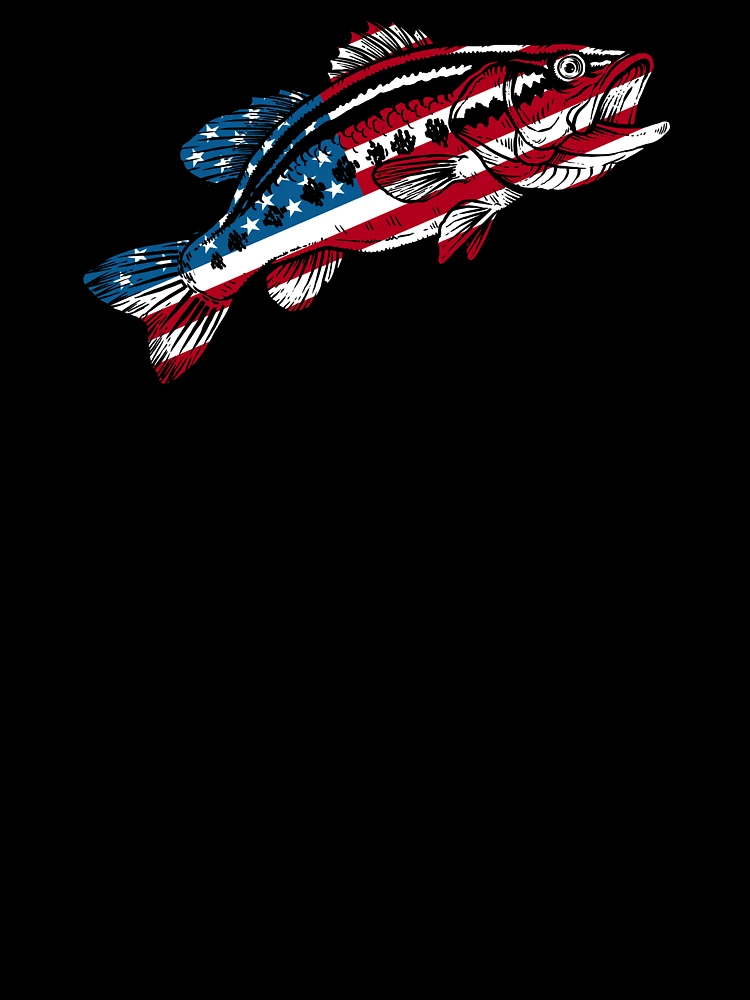 4th of July Fishing American Flag Bass design Kids T-Shirt for