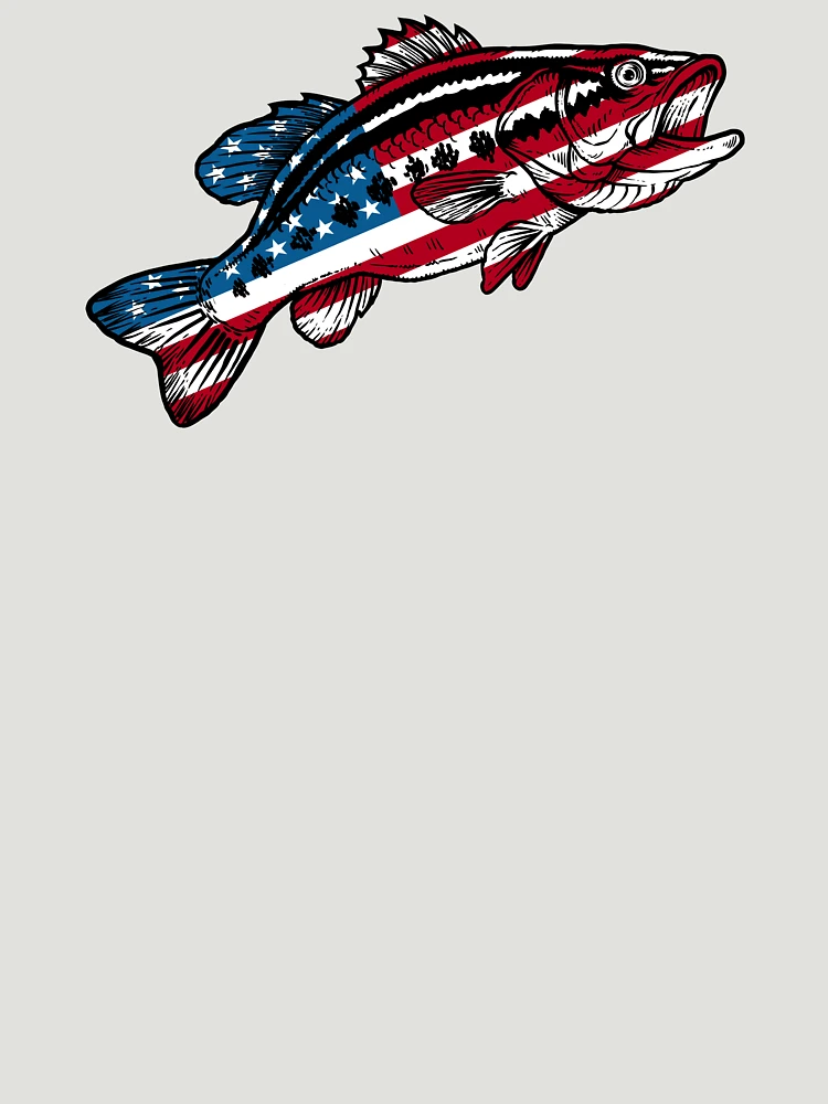 4th of July Fishing American Flag Bass design | Kids T-Shirt