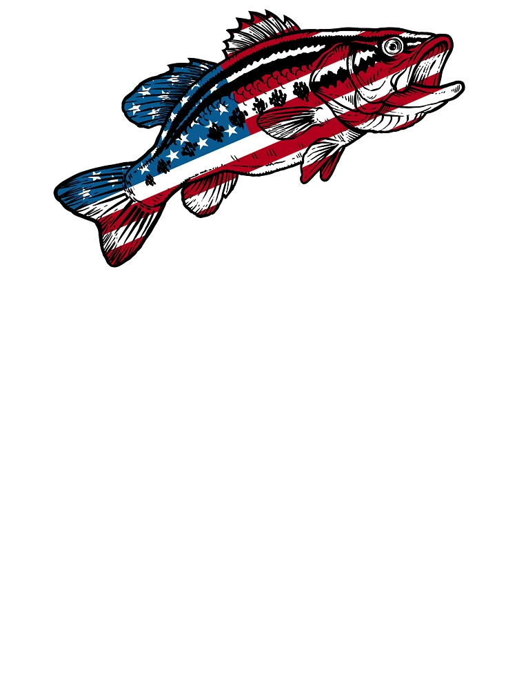 4th of July Fishing American Flag Bass design Kids T-Shirt for Sale