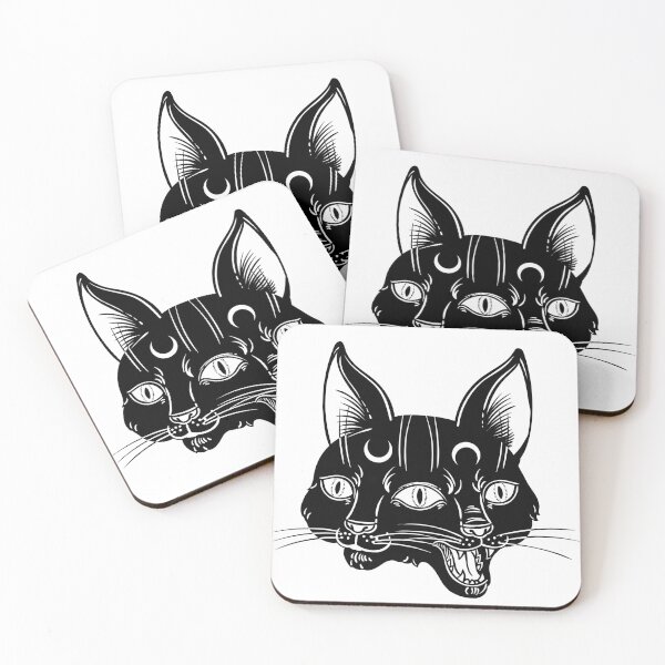 Item preview, Mystical Black Cat with two faces designed and sold by mazeina.