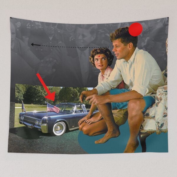 Artikelvorschau, Präsident Kennedy und Jackie mit Limousine und Red Arrow entworfen und verkauft von KALEIDOSCOPE UK.