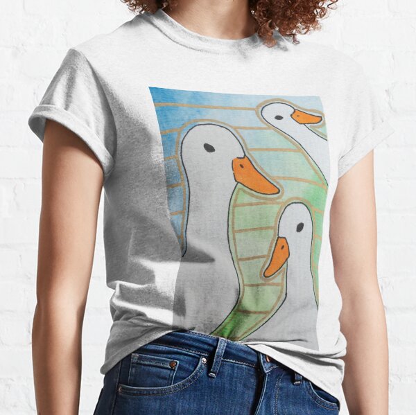 Blue Green Geometric Ducks Classic T-Shirt