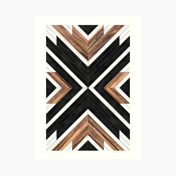 Urban Tribal Pattern No.1 - Concrete and Wood Art Print