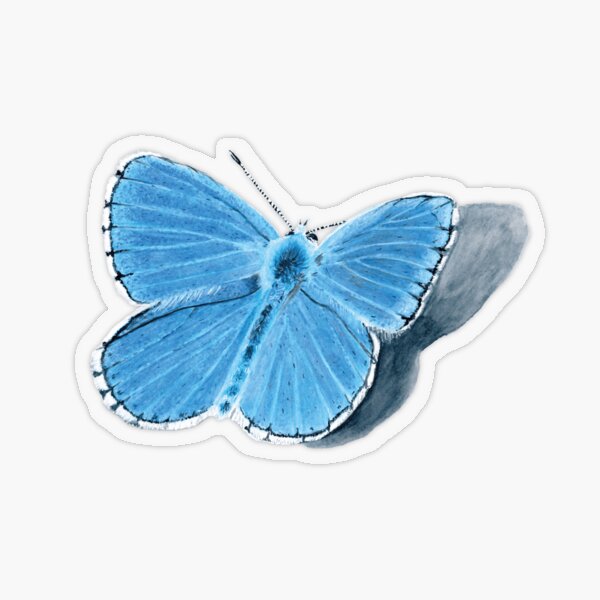 Blue butterfly with dropshadow Transparent Sticker