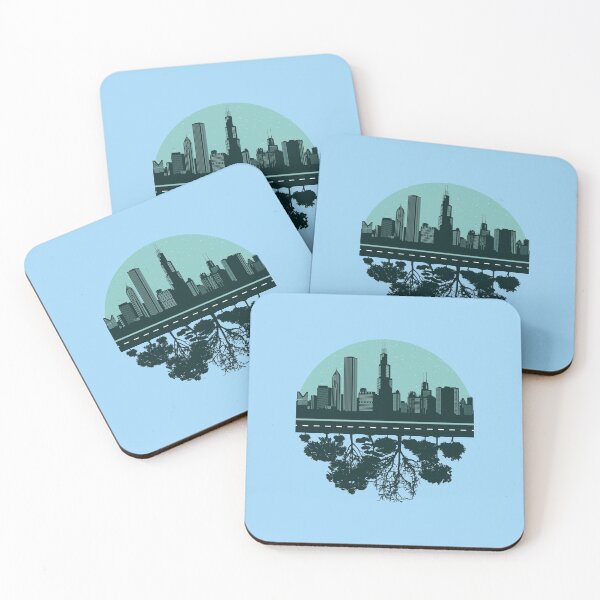 Item preview, Chicago skyline, nature, trees designed and sold by DerSenat.
