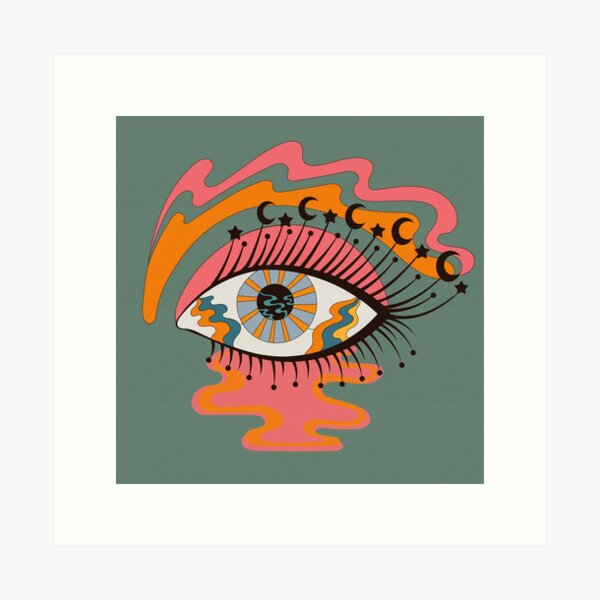 Vista previa del artículo con la obra «Arte psicodélico del ojo cósmico», diseñado y vendido por Ink Tally.