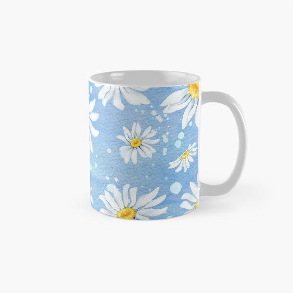 Item preview, White chamomile daisies on blue art paper, watercolour painting designed and sold by Latch Farm  Studios.