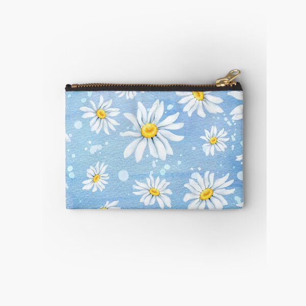 Item preview, White chamomile daisies on blue art paper, watercolour painting designed and sold by Latch Farm  Studios.