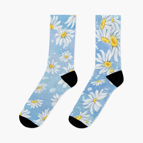 Item preview, White chamomile daisies on blue art paper, watercolour painting designed and sold by Latch Farm  Studios.
