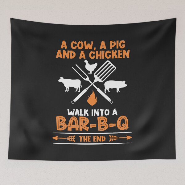 Item preview, Cow pig chicken meat cookout grill funny bbq grilling gift designed and sold by hadleydesigns.