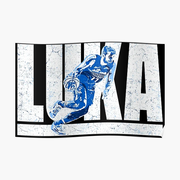 luka doncic distressed logo design with silhouette | Poster