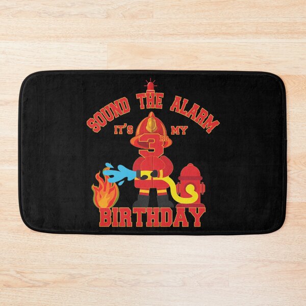 Item preview, Sound The Alarm It's My 3rd Birthday 3 Years Old Firefighter graphic designed and sold by Grabitees.