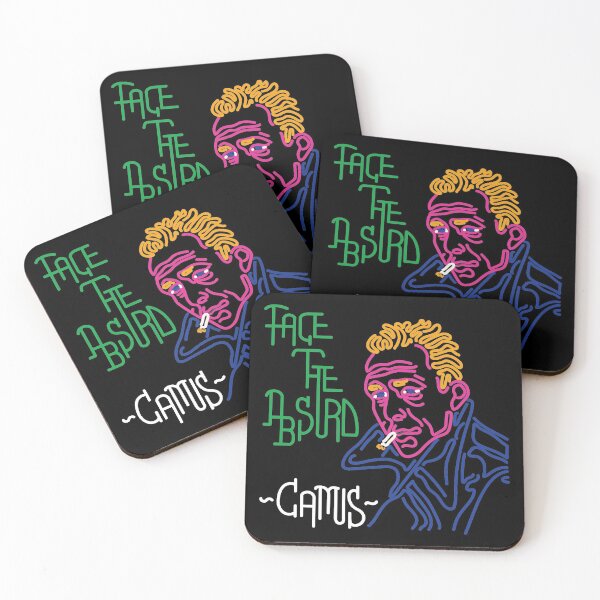 Item preview, STYLIZED LINE ART CAMUS - FACE THE ABSURD - neon designed and sold by Xotico Design.