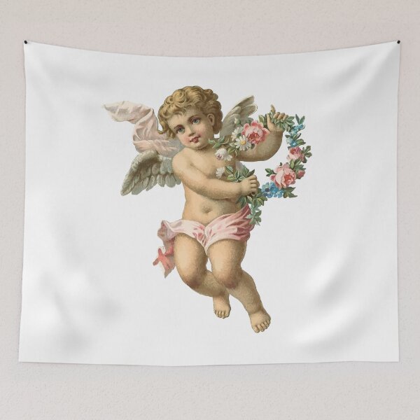 Item preview, Vintage Cherub Angelic Angel With Flowers designed and sold by digitalvintage.