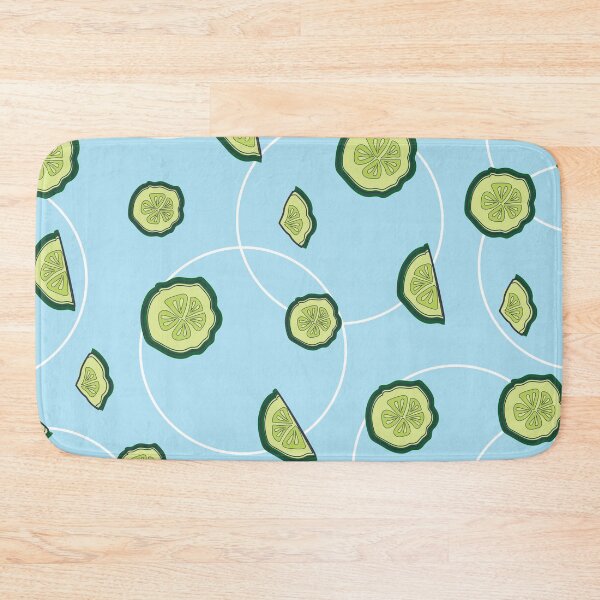 Item preview, Slices of the green cucumbers on blue background designed and sold by Toto-Hello.