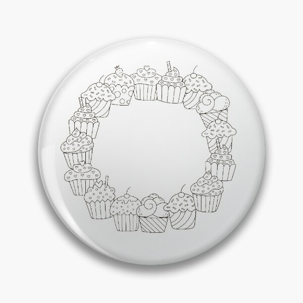 Item preview, Cup cake circle black and white drawing designed and sold by Latch Farm  Studios.
