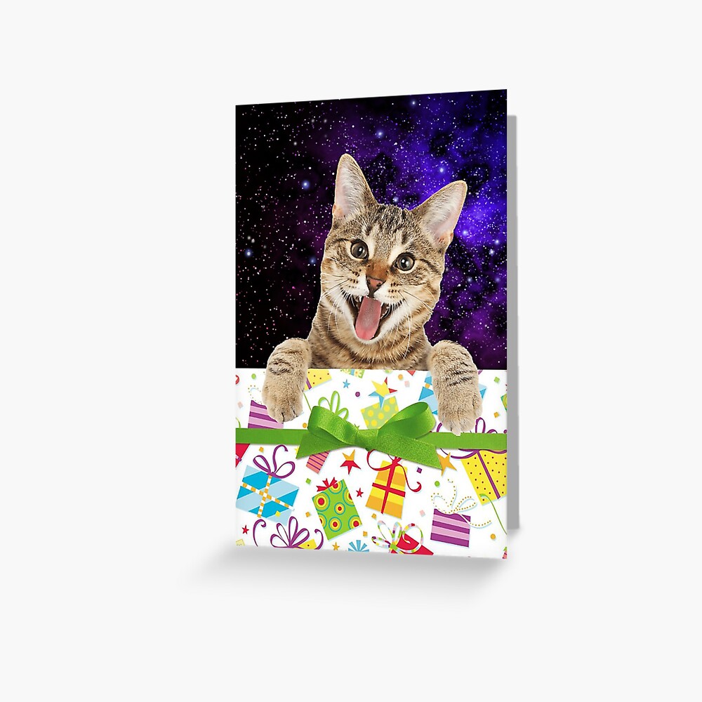 "Galaxy Cat Birthday Gift" Greeting Card by AlyssaNBren ...