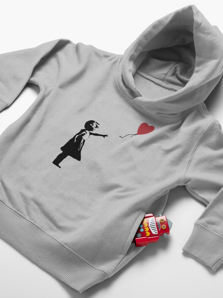 Alternate view of Girl With Balloon Banksy Toddler Pullover Hoodie