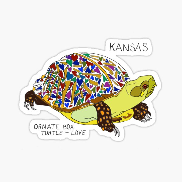 Kansas - Ornate Box Turtle - Love - state symbols Sticker