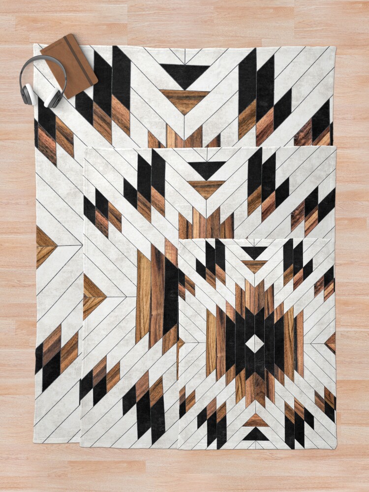 Alternate view of Urban Tribal Pattern No.5 - Aztec - Concrete and Wood Throw Blanket