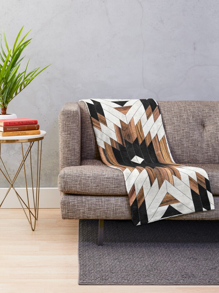 Alternate view of Urban Tribal Pattern No.5 - Aztec - Concrete and Wood Throw Blanket