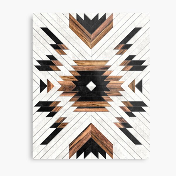 Urban Tribal Pattern No.5 - Aztec - Concrete and Wood Metal Print