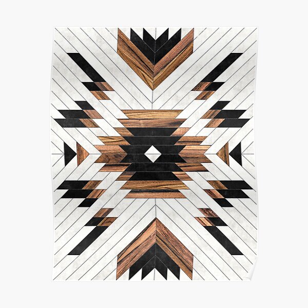 Urban Tribal Pattern No.5 - Aztec - Concrete and Wood Poster