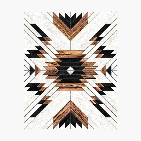 Urban Tribal Pattern No.5 - Aztec - Concrete and Wood Photographic Print