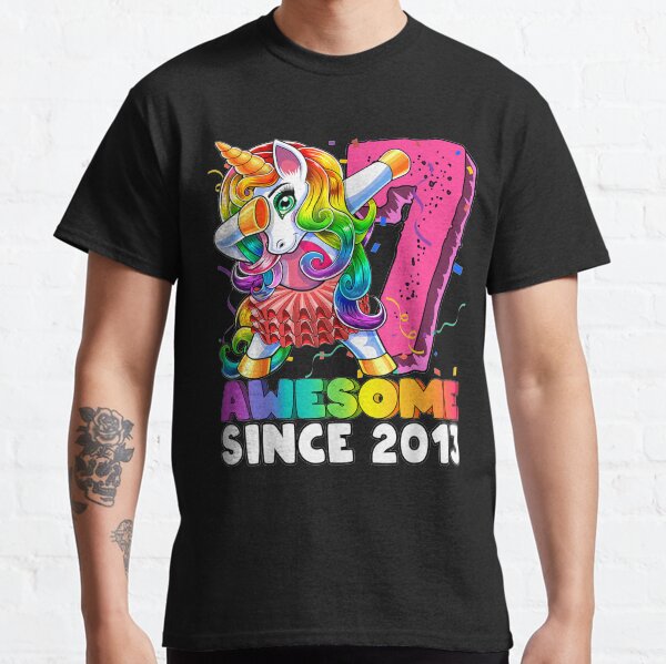 Awesome Since 2013 Dabbing Unicorn Tutu 7th Birthday Gift Classic T-Shirt