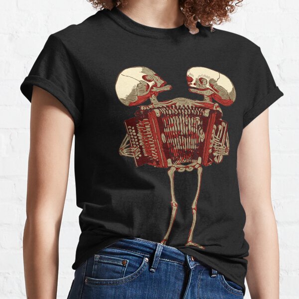 Siamese Twins Skeleton Playing The Accordion Classic T-Shirt