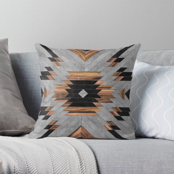 fait avec des textures de béton et de bois Coussin