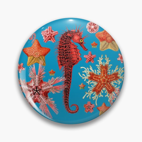 Item preview, RED SEAHORSE AND SEASTARS IN AQUA BLUE Sea Life designed and sold by BulganLumini.