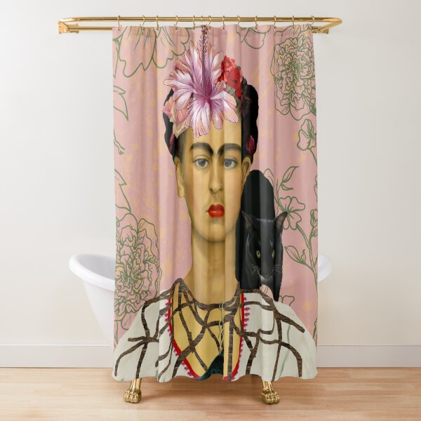 Aperçu de l'œuvre Rideau de douche Frida Khalo créée et vendue par artsyberry.