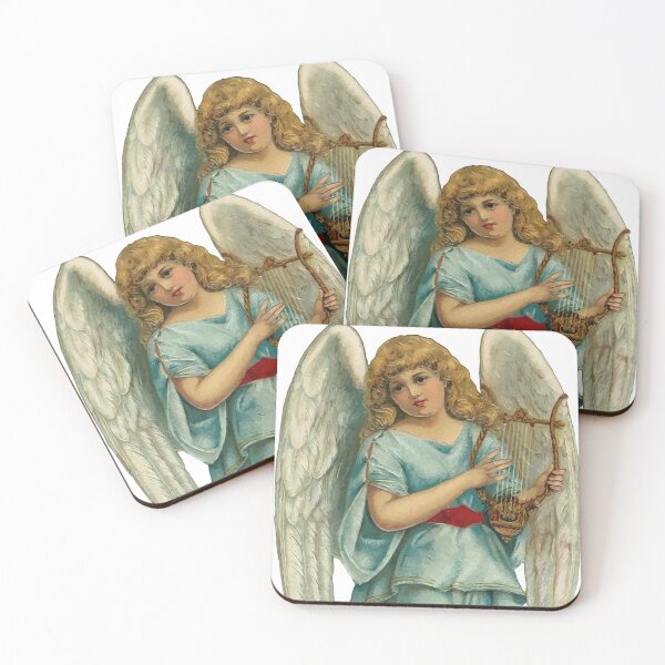 Item preview, Vintage Cherub Angelic Angel Playing Harp designed and sold by digitalvintage.